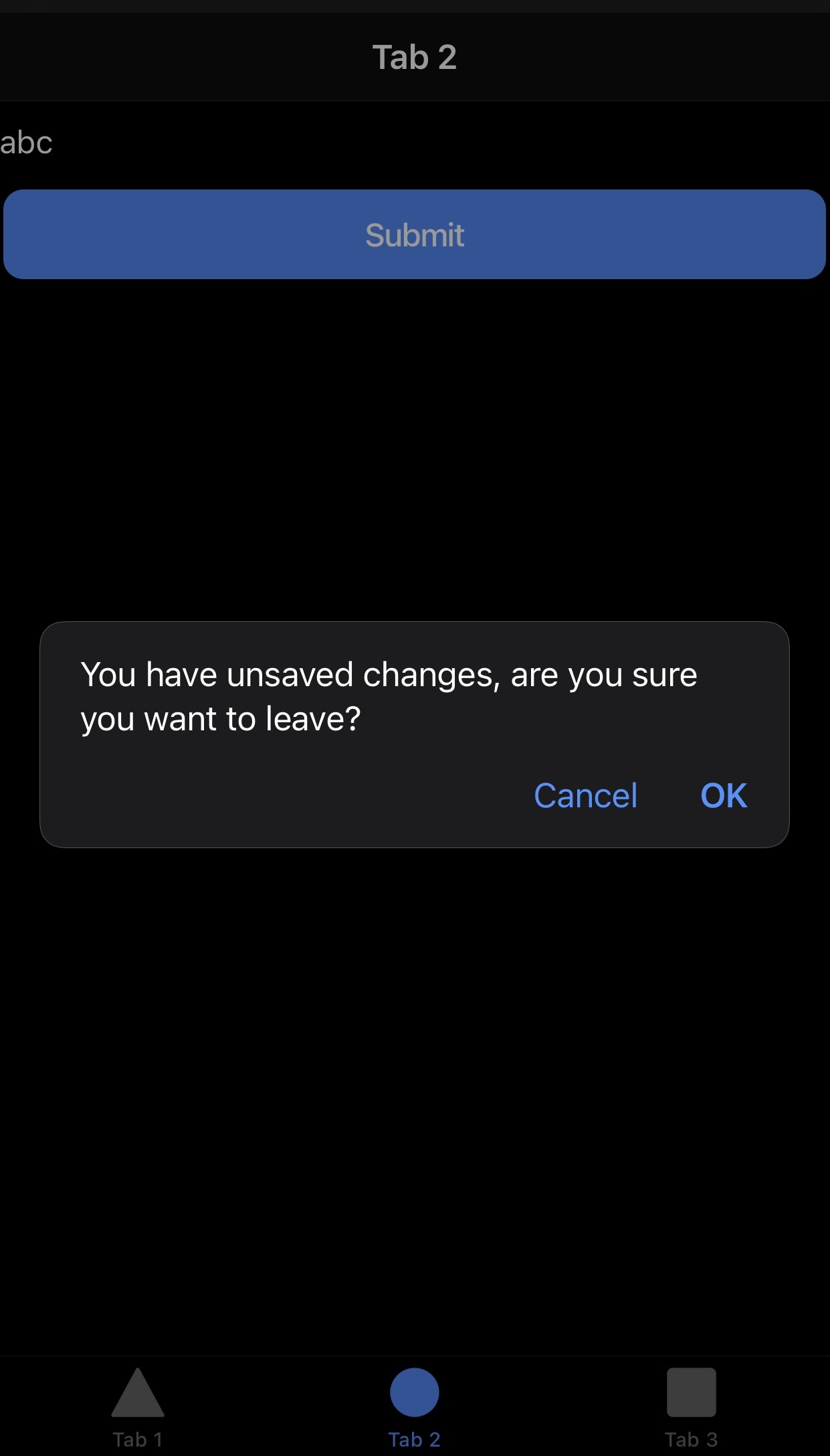 Image of form with standard browser confirm dialog